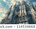 Atmospheric old buildings in the Gothic style. 114534668