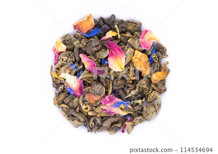 Green tea on white background isolate for advertising Green tea on white background isolate for advertising 114534694