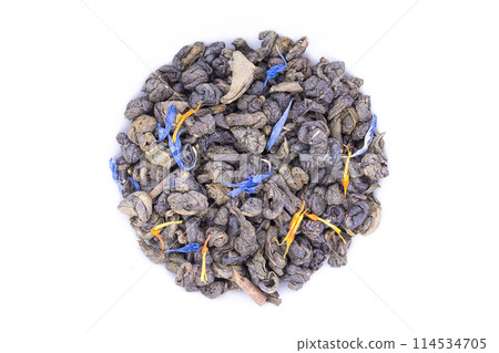 Green tea on white background isolate for advertising Green tea on white background isolate for advertising 114534705