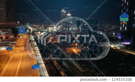 Cloud computing concept. Communication network. High quality photo Cloud computing concept. Communication network. High quality photo 114535108