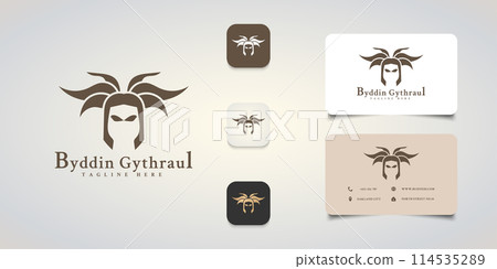 War helmet logo with six horns in vintage concept for your logo or business identity War helmet logo with six horns in vintage concept for your logo or business identity 114535289