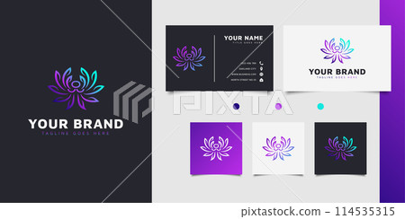 Elegant floral logo design with swirling leaves in colorful gradient concept 114535315