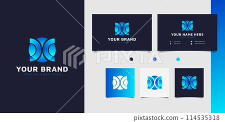 DOC or COC initial letter logo with modern concept in blue gradient 114535318