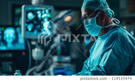 Surgeon focused in operating room 114535474