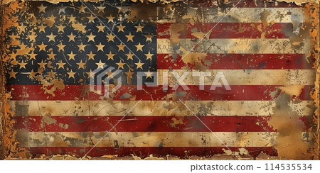 Vintage american flag on grunge texture 114535534