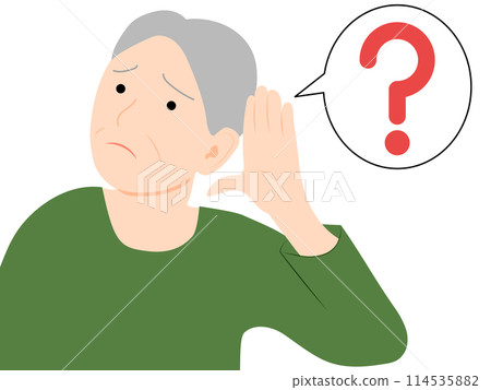 一位有聽力障礙的老人的圖像插圖 114535882