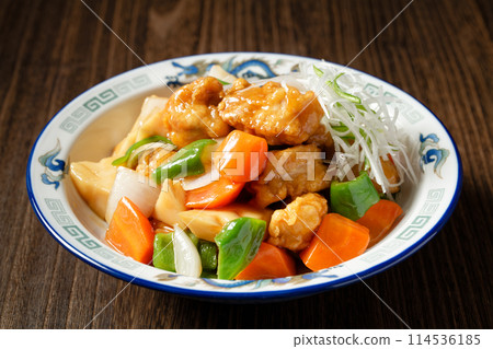 sweet and sour pork	 114536185