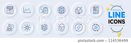 Multichannel, Diagram and Report document line icons for web app. Pack of Cogwheel, 5g internet, Vitamin n pictogram icons. Clipboard, Renewable power, Vocabulary signs. Dice. Vector Multichannel, Diagram and Report document line icons for web app. Pack of Cogwheel, 5g internet, Vitamin n pictogram icons. Clipboard, Renewable power, Vocabulary signs. Dice. Vector 114536499