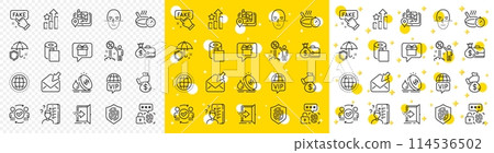 Outline Approved teamwork, Face recognition and Survey line icons pack for web with Frying pan, Salary, Fuel price line icon. Bribe, Biometric security, Fingerprint pictogram icon. Globe. Vector 114536502