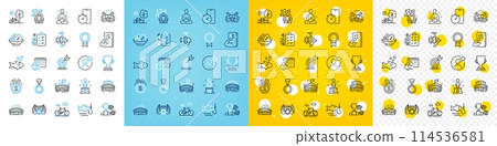 Vector icons set of Timer app, Laureate medal and Fitness calendar line icons pack for web with Award cup, Fitness, Yoga outline icon. Bicycle, Arena, Medal pictogram. Arena stadium. Vector Vector icons set of Timer app, Laureate medal and Fitness calendar line icons pack for web with Award cup, Fitness, Yoga outline icon. Bicycle, Arena, Medal pictogram. Arena stadium. Vector 114536581