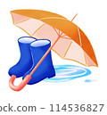 Boots and umbrella illustration 114536827