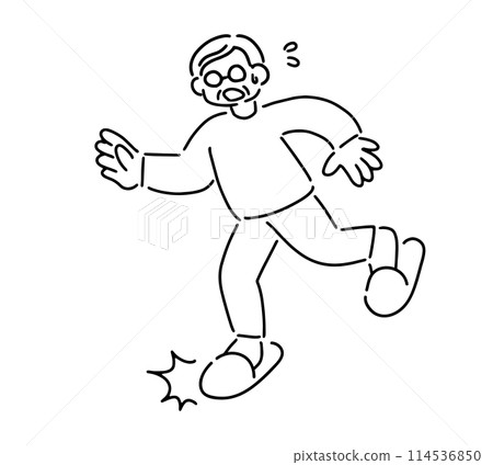Illustration of a senior man stumbling 114536850