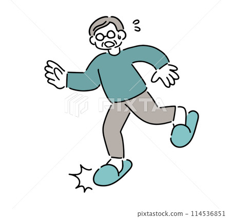 Illustration of a senior man stumbling 114536851