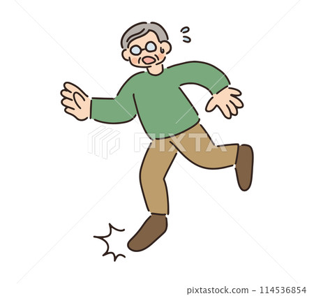 Illustration of a senior man stumbling 114536854