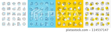 Vector icons set of Architectural plan, Work home and Motherboard line icons pack for web with Software, Search employee, Wifi outline icon. Home, Timer, Recovery data pictogram. Co2. Vector 114537147