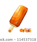 the isolated orange ice cream on a stick in flat style in bright orange colors the isolated orange ice cream on a stick in flat style in bright orange colors 114537318