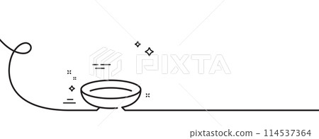 Dish line icon. Continuous one line with curl. Tableware plate sign. Food kitchenware bowl symbol. Dish single outline ribbon. Loop curve pattern. Vector Dish line icon. Continuous one line with curl. Tableware plate sign. Food kitchenware bowl symbol. Dish single outline ribbon. Loop curve pattern. Vector 114537364