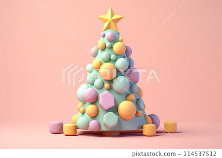 Creative Christmas tree 3D candy pastel background 114537512