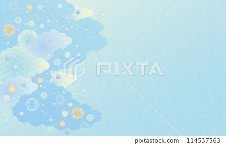 背景素材（藍色日式花紋）1-3 114537563