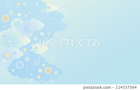 背景材料(藍色日本花卉圖案)1-3個向量 背景材料(藍色日本花卉圖案)1-3個向量 114537564