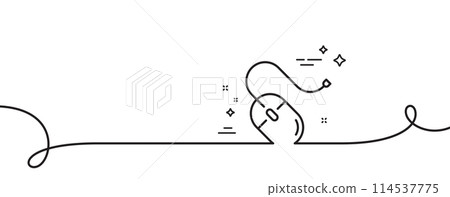 Mouse line icon. Continuous one line with curl. Computer component device sign. Computer mouse single outline ribbon. Loop curve pattern. Vector 114537775