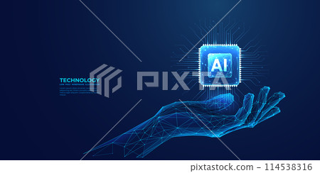 AI chip in abstract digital hand. Artificial Intelligence concept 114538316