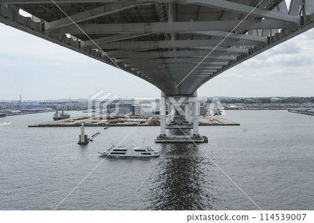 Honmoku Pier seen from the walkway of Yokohama Bay Bridge 114539007