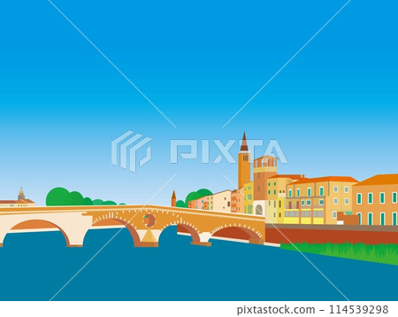 Verona, Pietra Bridge, Ponte Pietra, Adige River, Italy 114539298