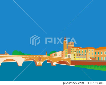 Verona, Pietra Bridge, Ponte Pietra, Adige River, Italy 114539306