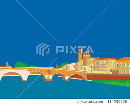 Verona, Pietra Bridge, Ponte Pietra, Adige River, Italy 114539308