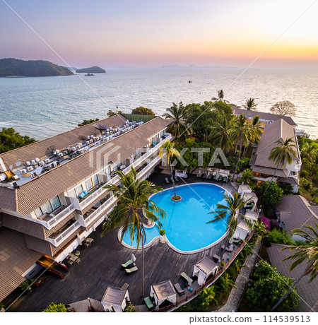 View of a pool resort in Panwa beach in Phuket, Thailand 114539513
