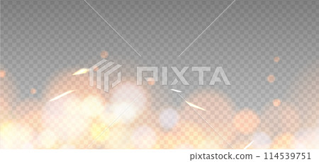 Gold abstract bokeh overlay design. Holiday photo sparkle decoration. Vector elements 114539751