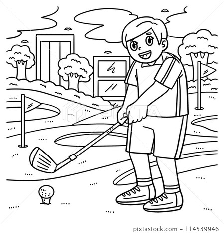 Golf Golfer Getting Ready to Hit Coloring Page Golf Golfer Getting Ready to Hit Coloring Page 114539946