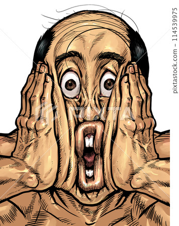 一個男人雙手捧著臉的插圖 一個男人雙手捧著臉的插圖 114539975