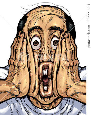 一個男人雙手捧著臉的插圖 一個男人雙手捧著臉的插圖 114539981