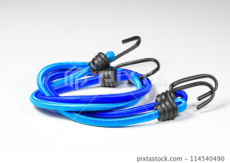elastic rope, Braided elastic strap with hooks isolated on white background. 114540490