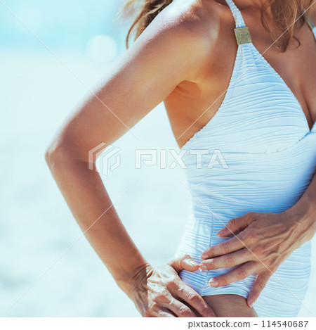 Glamour young woman posing on beach 114540687
