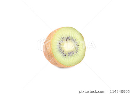 Ripe half of kiwi fruit isolated on white background 114540905