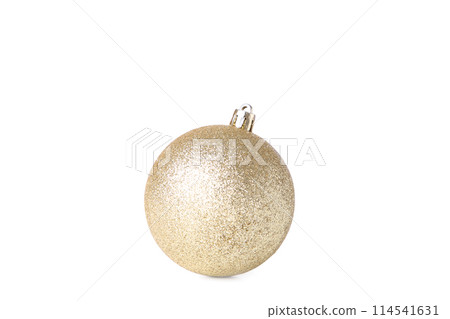 Gold christmas balls isolated on white background 114541631