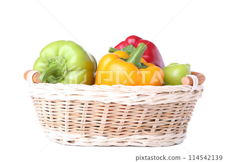 Sweet pepper in a basket isolated on white. 114542139