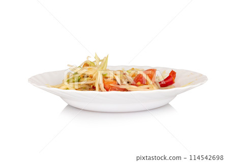 papaya salad isolated on white background. papaya salad isolated on white background. 114542698