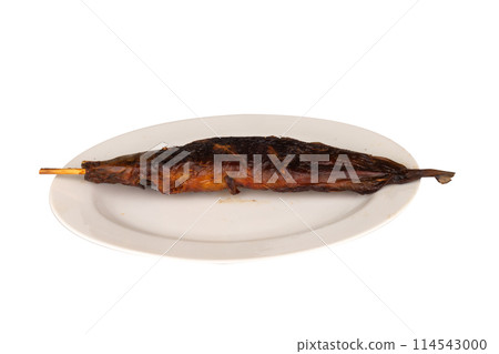 Grilled Catfish isolated isolated on white background. Grilled Catfish isolated isolated on white background. 114543000
