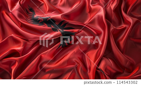 dynamic video showcasing the flag of Albania waving proudly in the wind, symbolizing the nations heritage and identity. 114543302