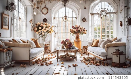 Shabby chic living room 114543305