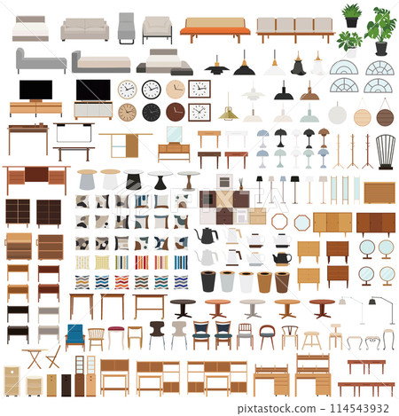 Set of illustrations of interior and home materials icons perfect for your new life Vector 114543932