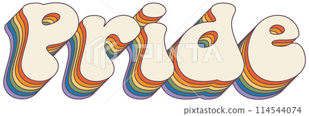 Groovy rainbow lettering Pride slogan. Retro vintage slogan LGBT and LGBTQ. Calligraphy quote old style. Trendy groovy print design for posters, cards, tee and covers in retro groovy 60s 70s style Groovy rainbow lettering Pride slogan. Retro vintage slogan LGBT and LGBTQ. Calligraphy quote old style. Trendy groovy print design for posters, cards, tee and covers in retro groovy 60s 70s style 114544074