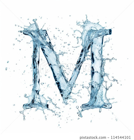 Splash of water takes the shape of the letter M, representing the concept of Fluid Typography. Splash of water takes the shape of the letter M, representing the concept of Fluid Typography. 114544101