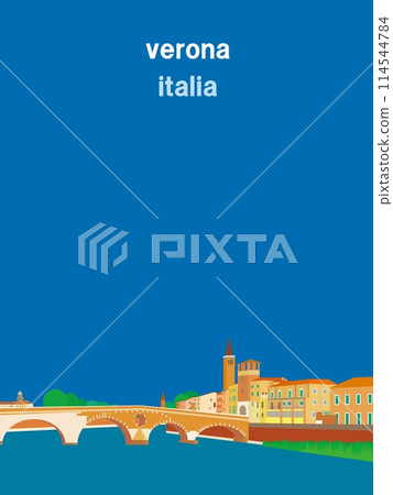 Verona, Pietra Bridge, Ponte Pietra, Adige River, Italy Verona, Pietra Bridge, Ponte Pietra, Adige River, Italy 114544784