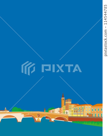 Verona, Pietra Bridge, Ponte Pietra, Adige River, Italy 114544785
