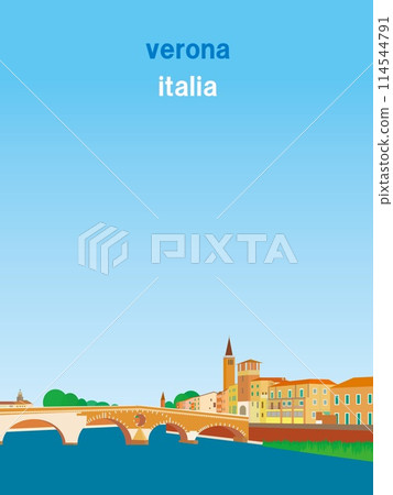 Verona, Pietra Bridge, Ponte Pietra, Adige River, Italy 114544791